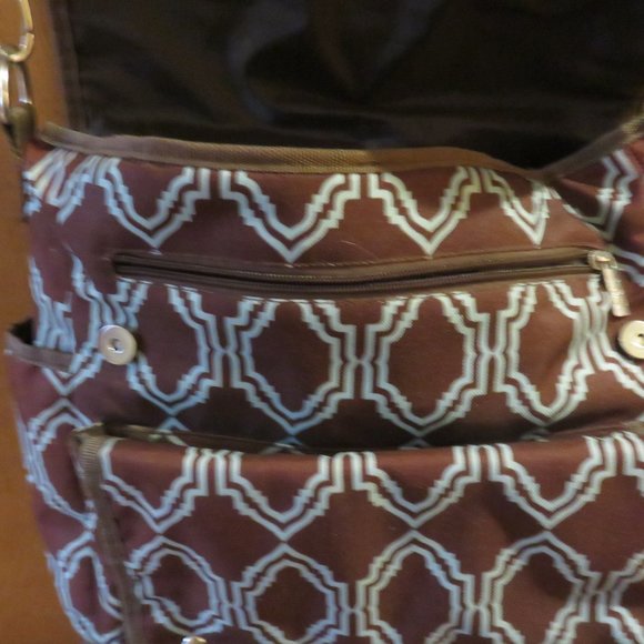 timi & leslie rust/blue graphic print backpack/shoulder baby bag, nwot - Picture 3 of 11